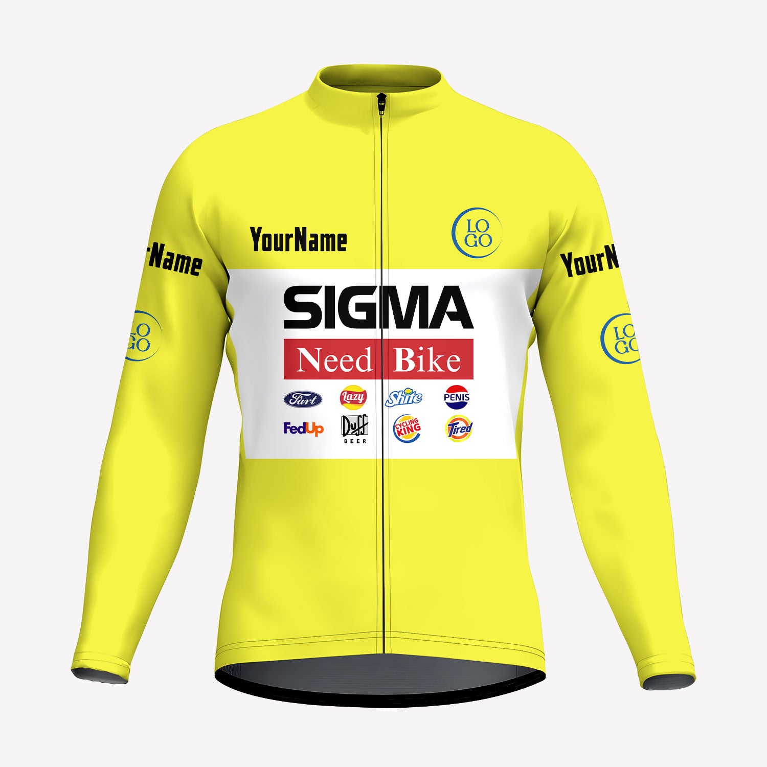 Men's Yellow Sigma Racing Style Custom Cycling Jersey
