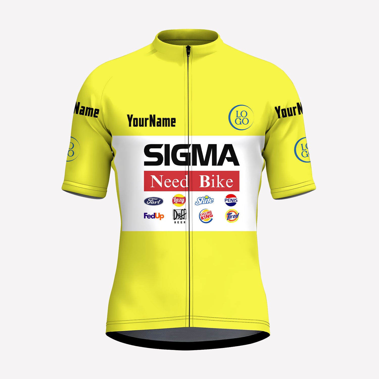 Men's Yellow Sigma Racing Style Custom Cycling Jersey