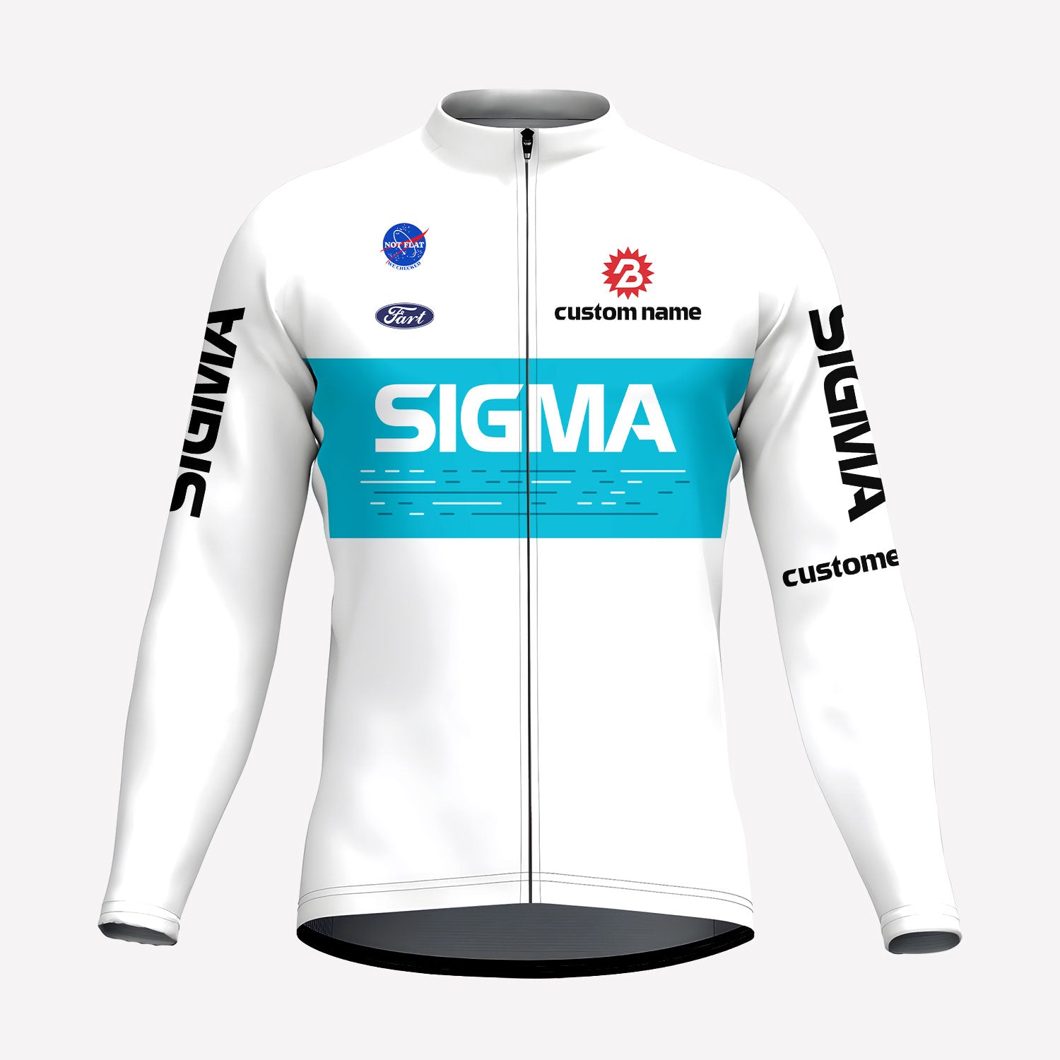 Men's White Sigma Racing Style Custom Cycling Jersey