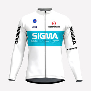 Men's White Sigma Racing Style Custom Cycling Jersey