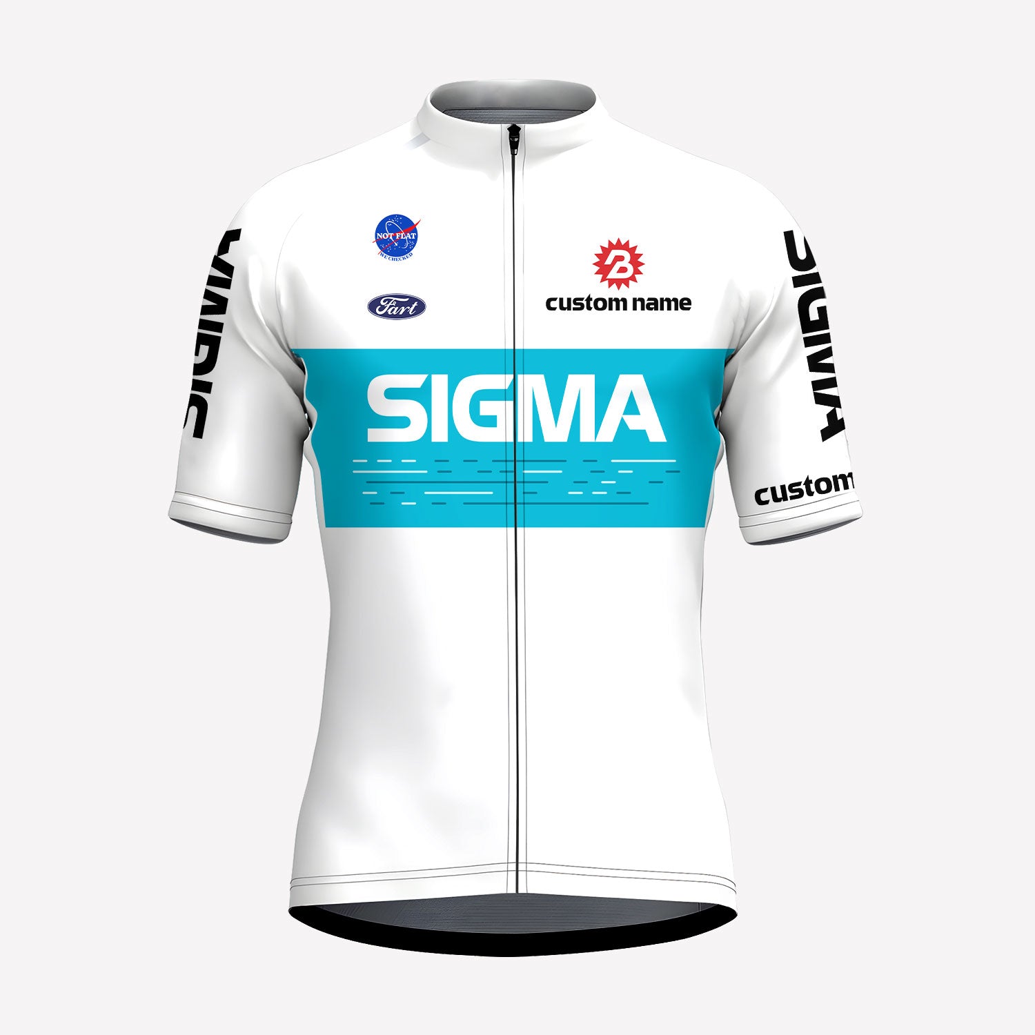 Men's White Sigma Racing Style Custom Cycling Jersey