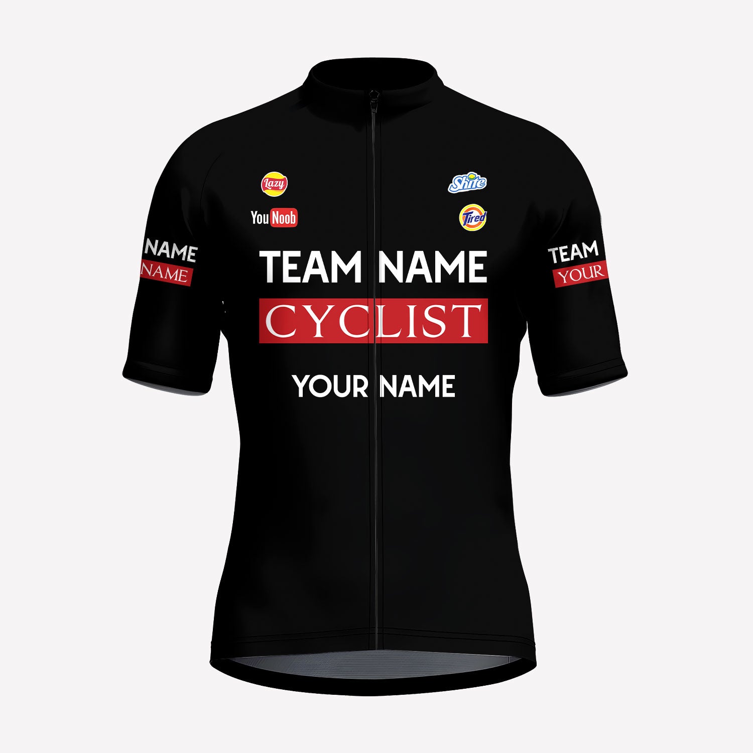 Men's Black Parody Racing Style Custom Cycling Jersey