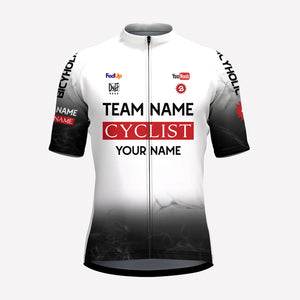 Men's Black & White Parody Racing Style Custom Cycling Jersey