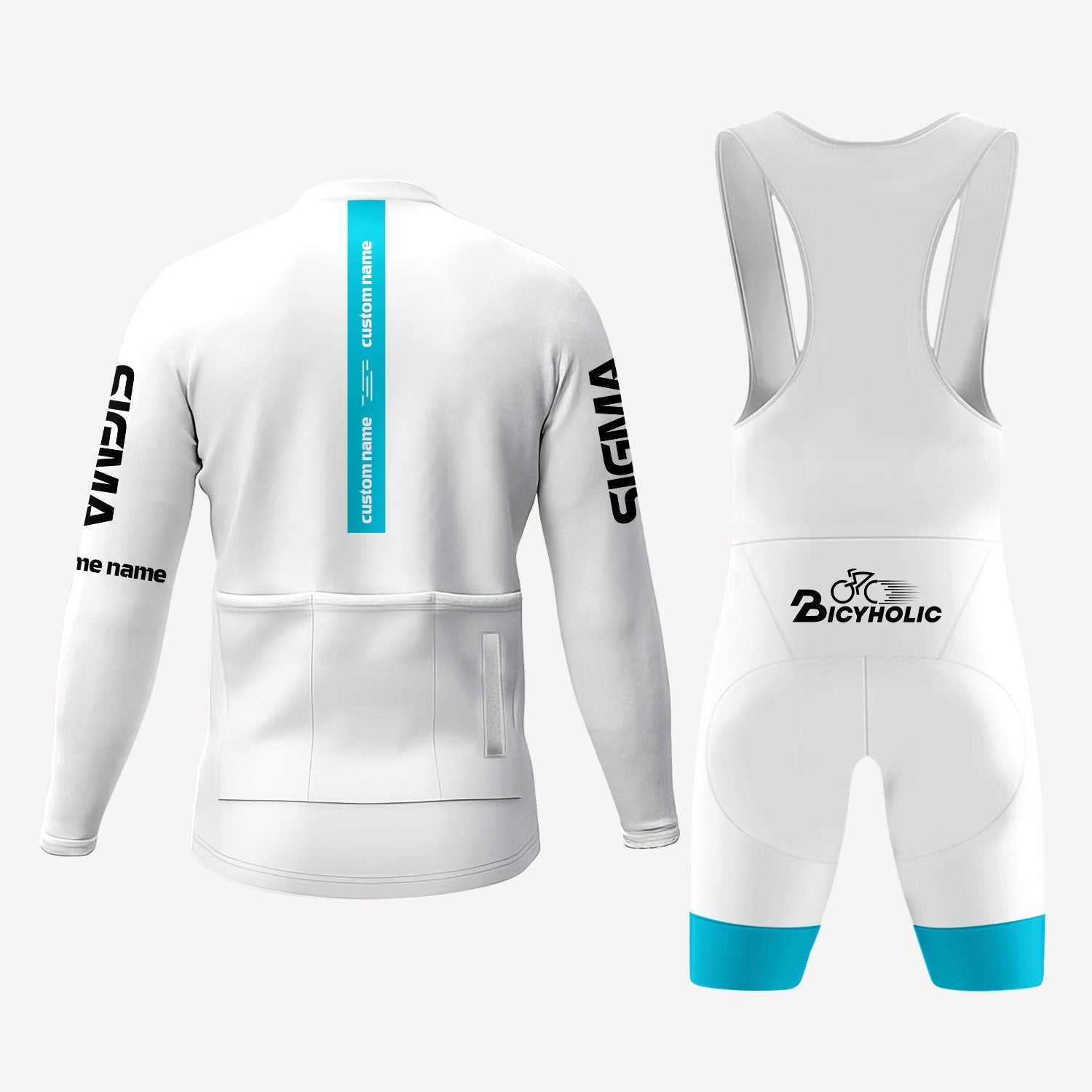 Men's White Sigma Racing Style Custom Cycling Kit