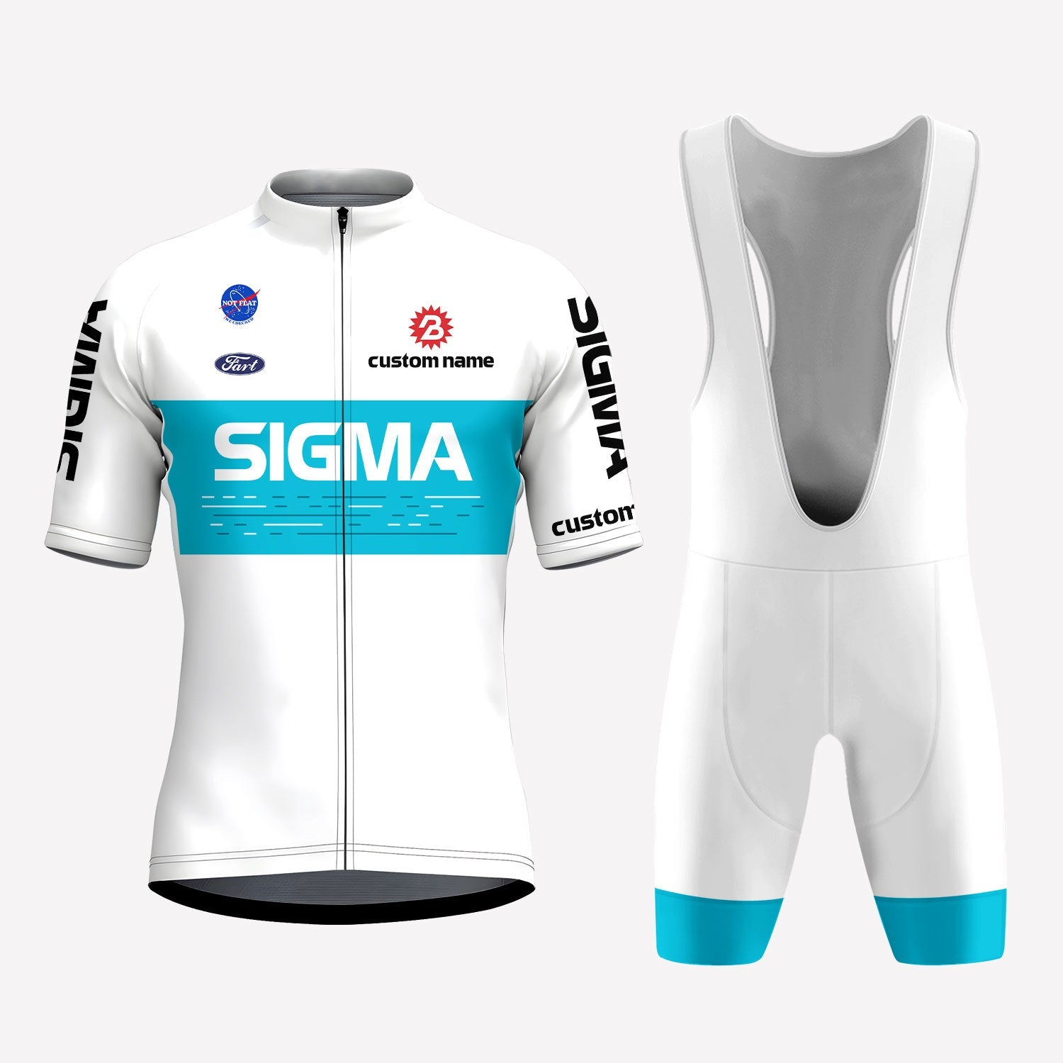 Men's White Sigma Racing Style Custom Cycling Kit