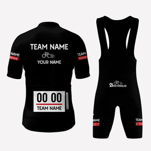 Men's Black Parody Racing Style Custom Cycling Kit