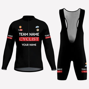 Men's Black Parody Racing Style Custom Cycling Kit