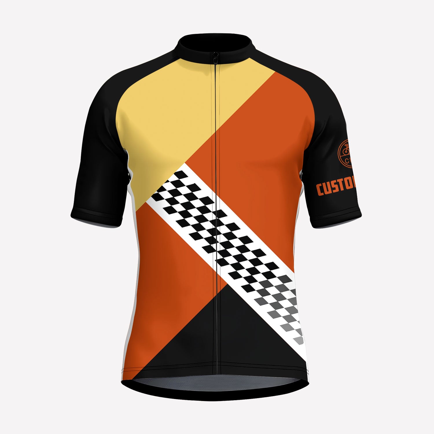Men's Orange Retro Custom Cycling Jersey
