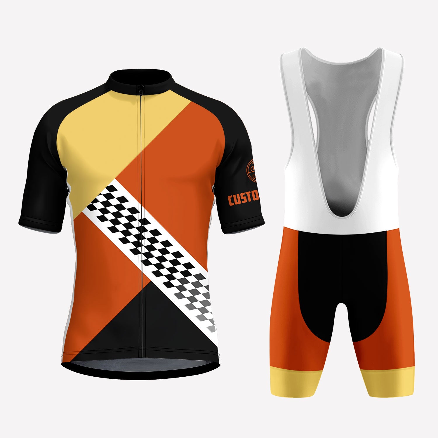 Men's Orange Retro Custom Cycling Kit