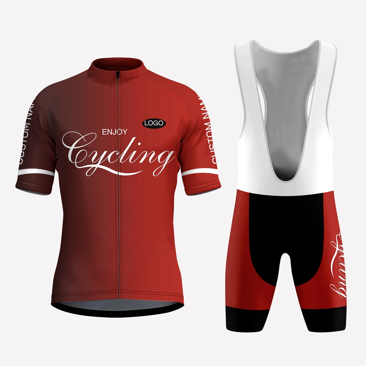 Men's Red Enjoy Cycling Custom Cycling Kit