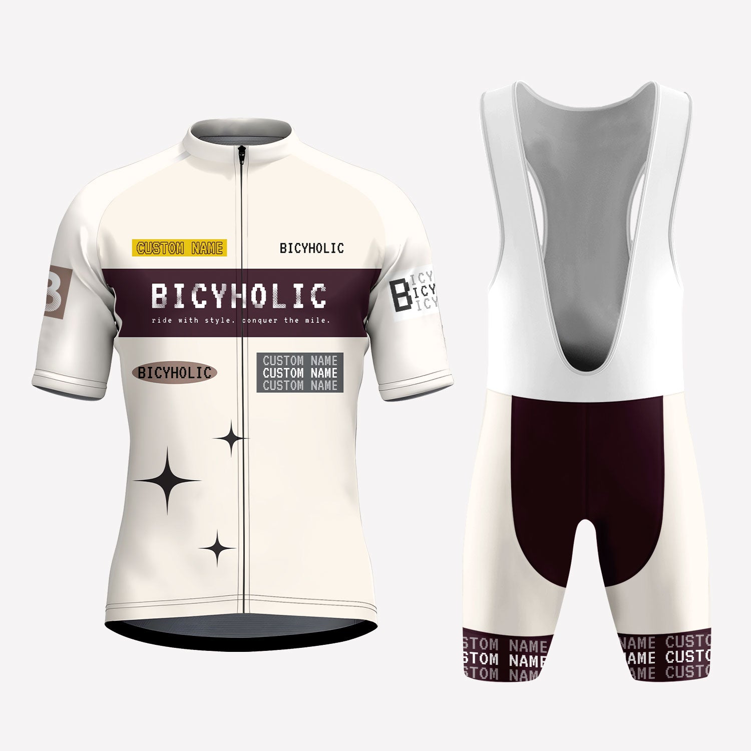 Men's Retro Minimalist Bicyholic Style Custom Cycling Kit