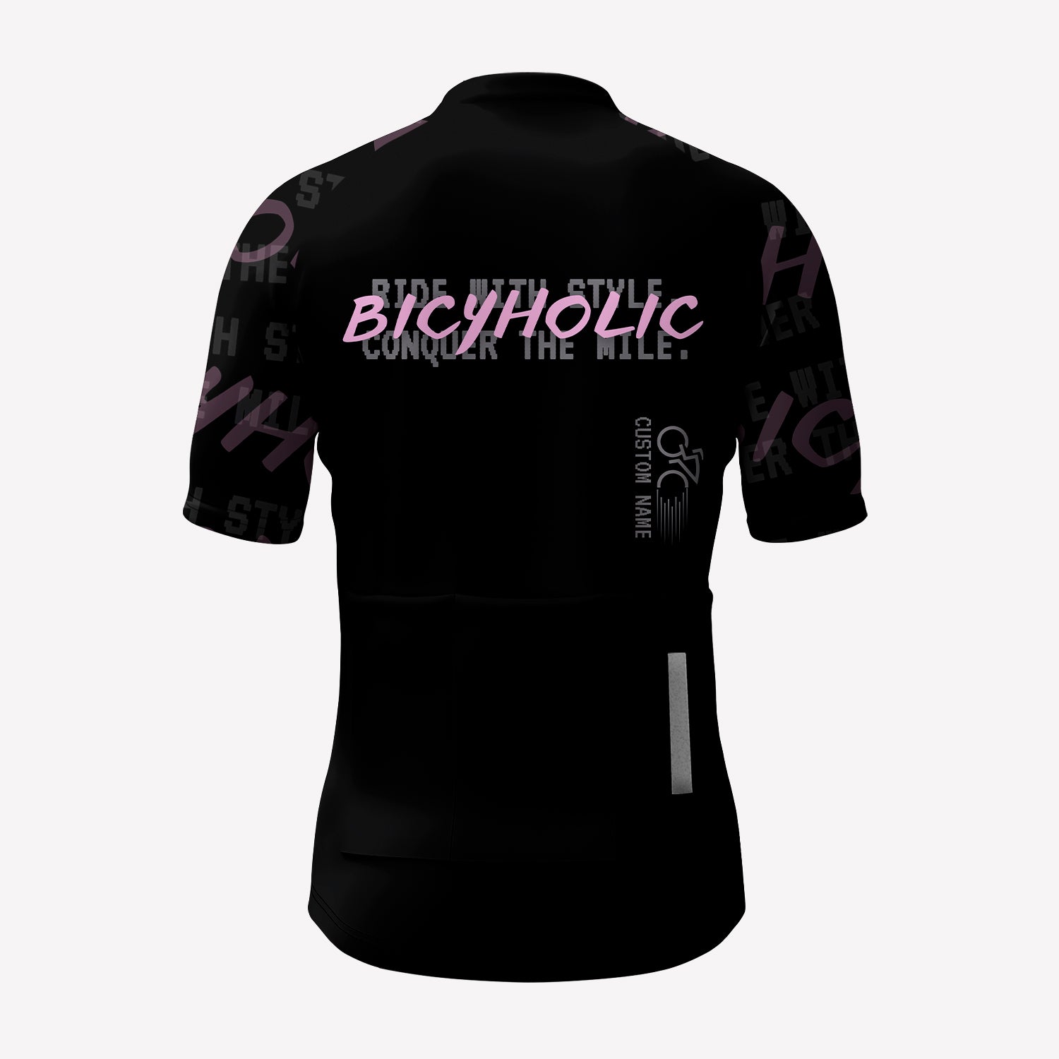 Men's Black Minimalist Bicyholic Custom Cycling Jersey