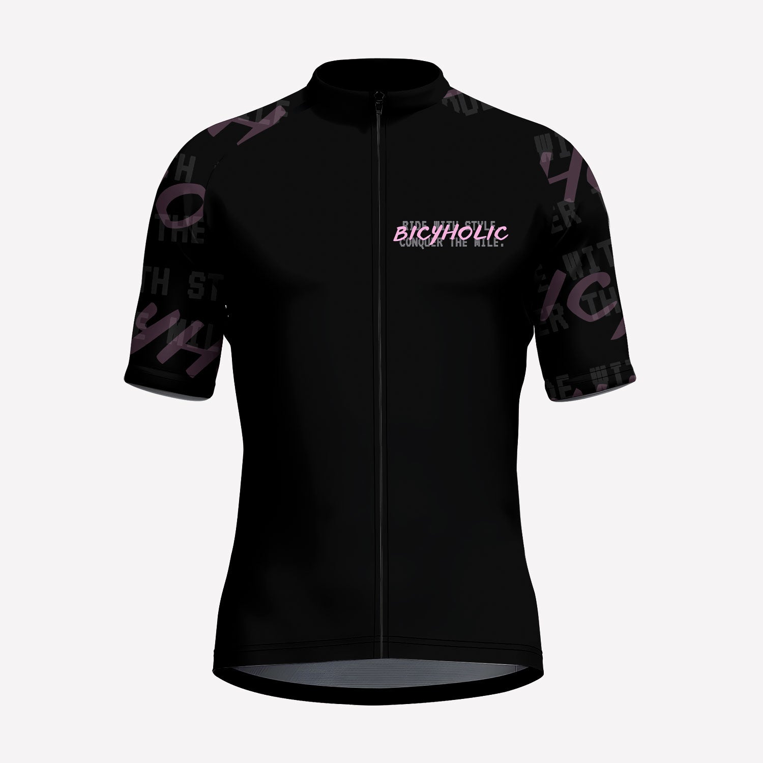 Men's Black Minimalist Bicyholic Custom Cycling Jersey