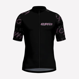 Men's Black Minimalist Bicyholic Custom Cycling Jersey