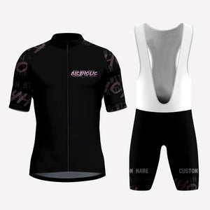 Men's Black Minimalist Bicyholic Custom Cycling Kit